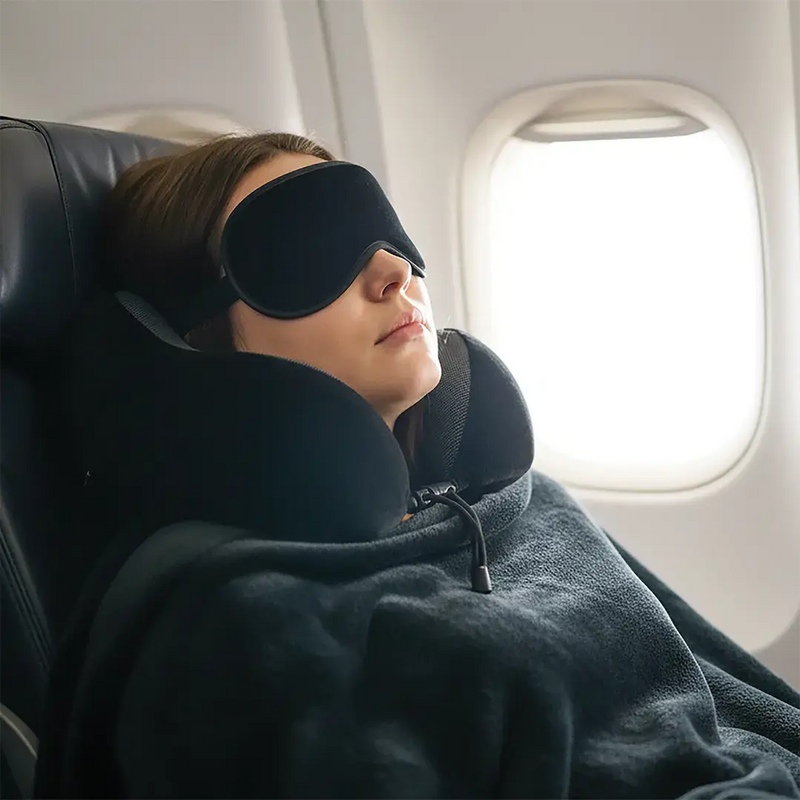 Porodo Lifestyle Travel Comfort Duo 2 in1 Travel Pillow and Blanket Kit- Black
