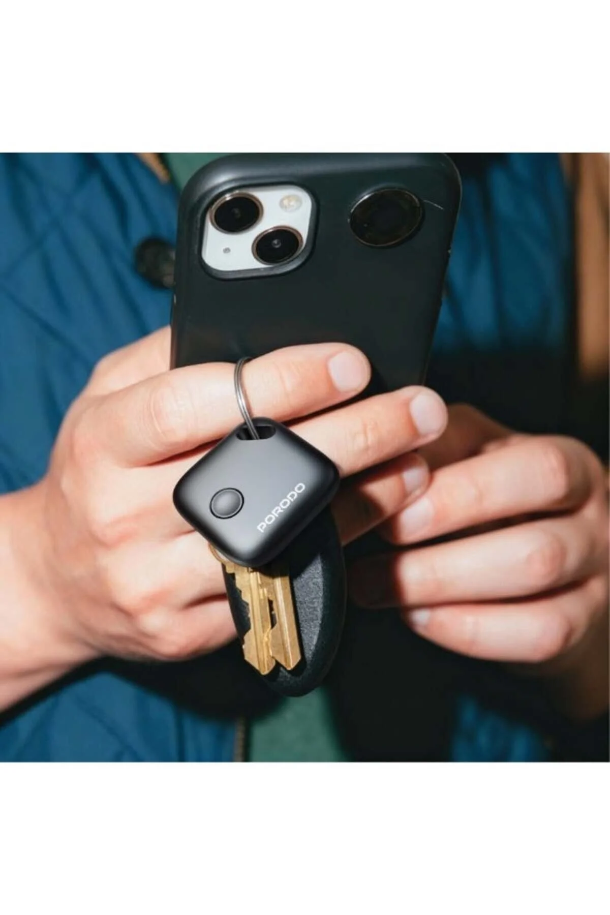 Porodo Findora Rechargeable MFI Smart tag with Find My and Type-c Port - Black