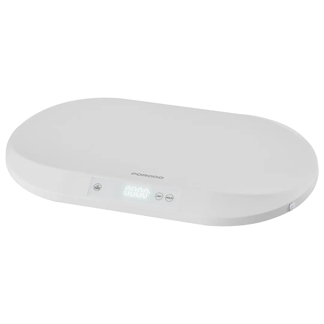 Porodo Mini Measure Lifestyle Electronic Digital Baby Scale with measuring tape - White
