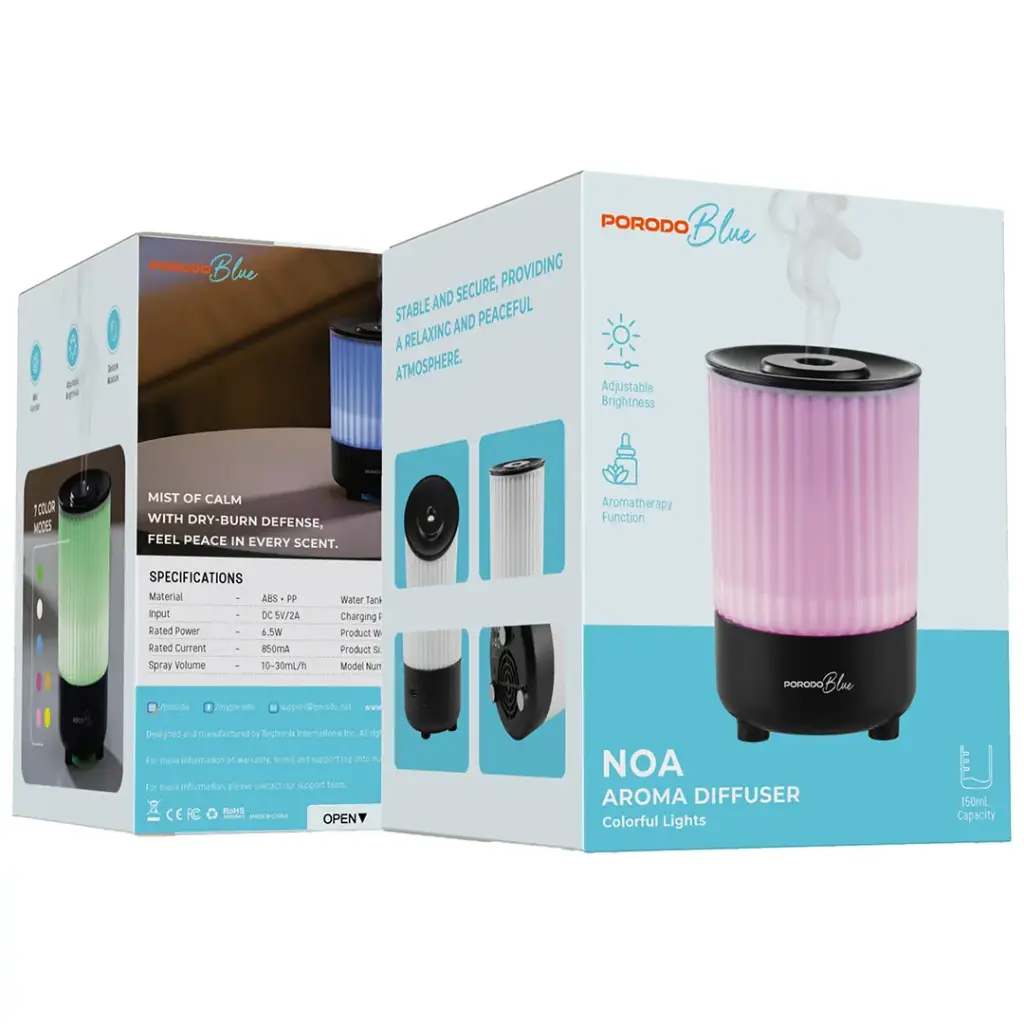 Porodo Blue "Noa" Aroma Diffuser 150 Ml, Black‏