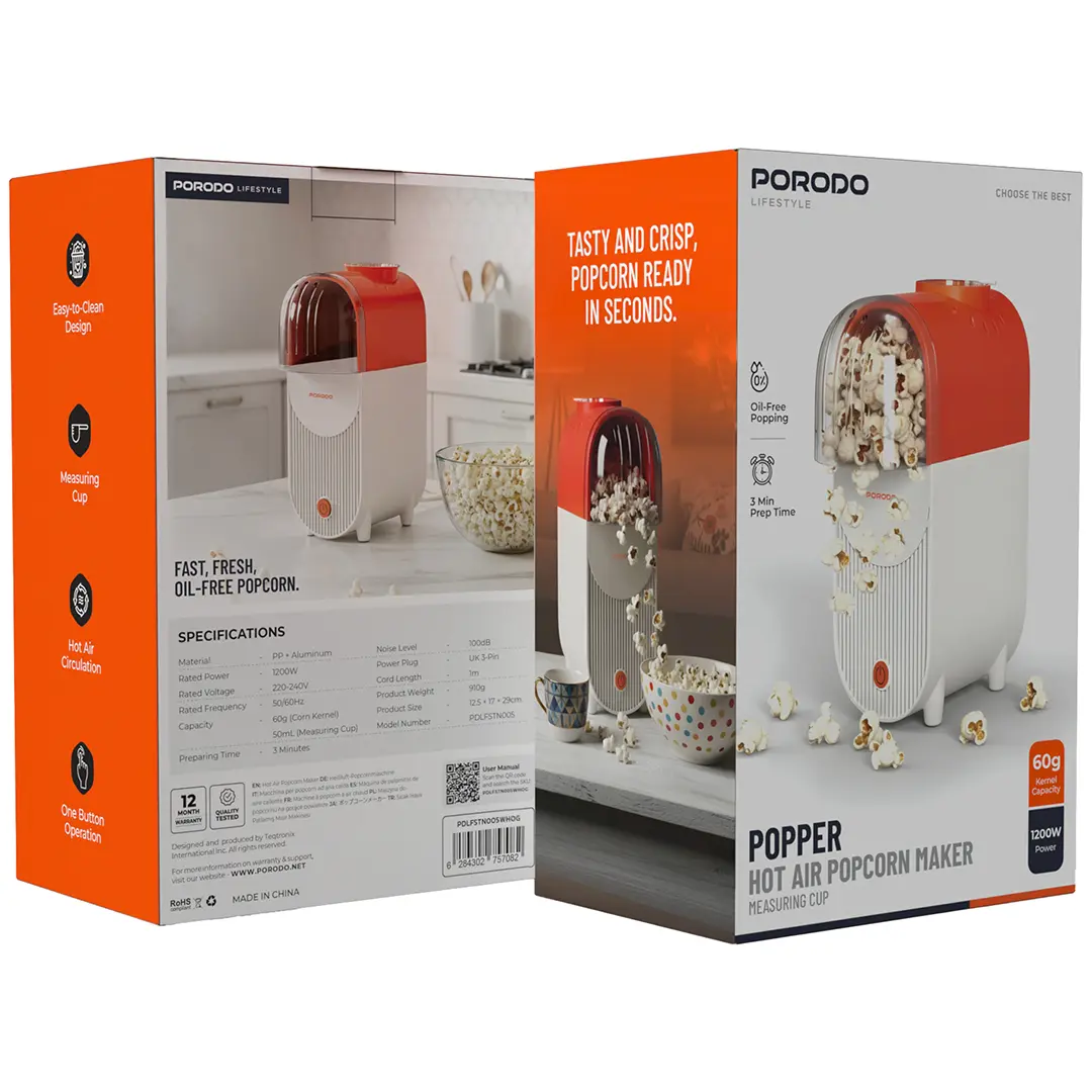 Porodo Lifestyle Popper Hot Air Popcorn Make