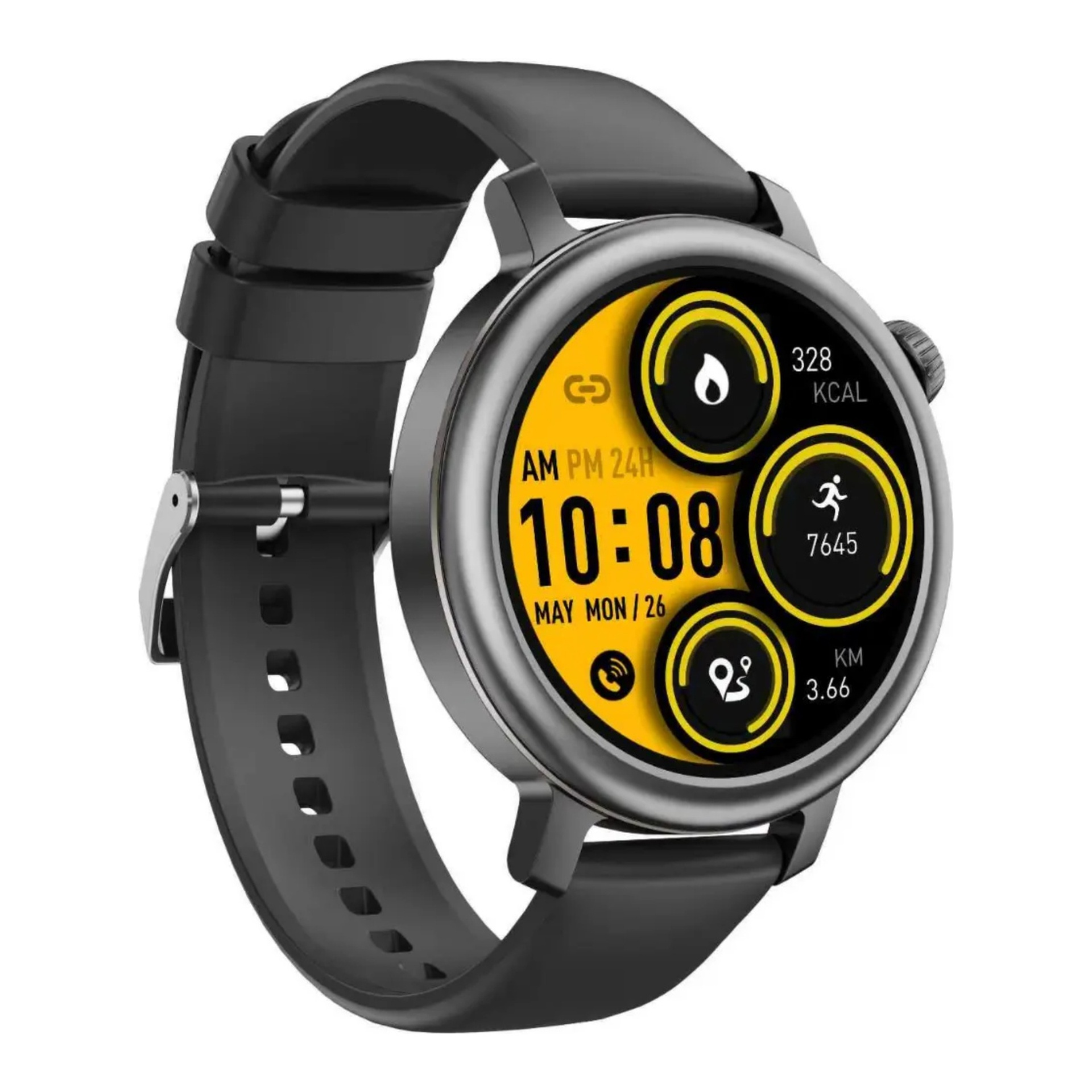Powerology Velofit Smartwatch 1.32 AMOLED Display 250mah with Additional strap - Black