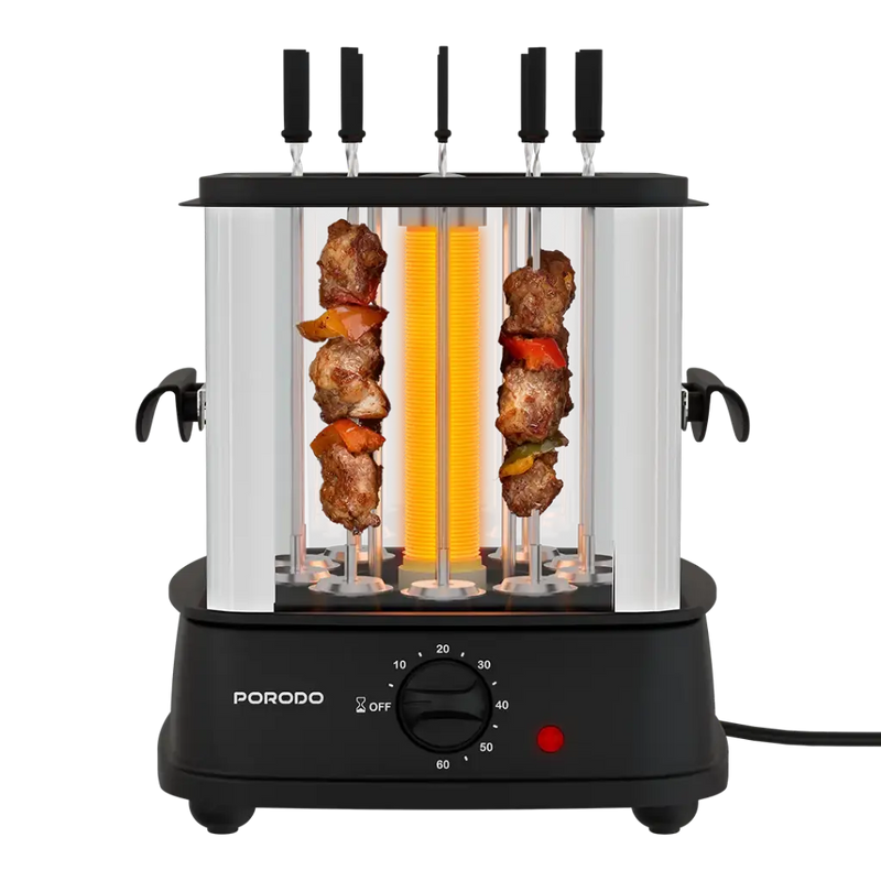 Porodo Lifestyle Grilljet Electric Rotisserie Kebab Grill with Timer- Black