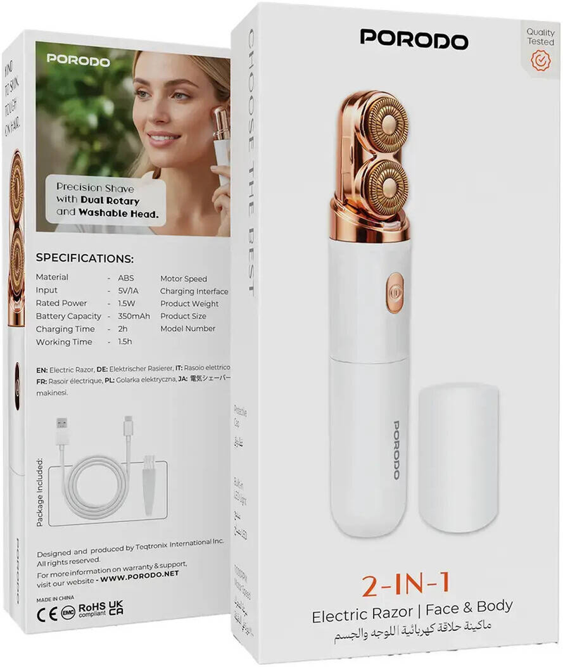 Porodo Lifestyle 2 in 1 Electric Razor For Face and Body