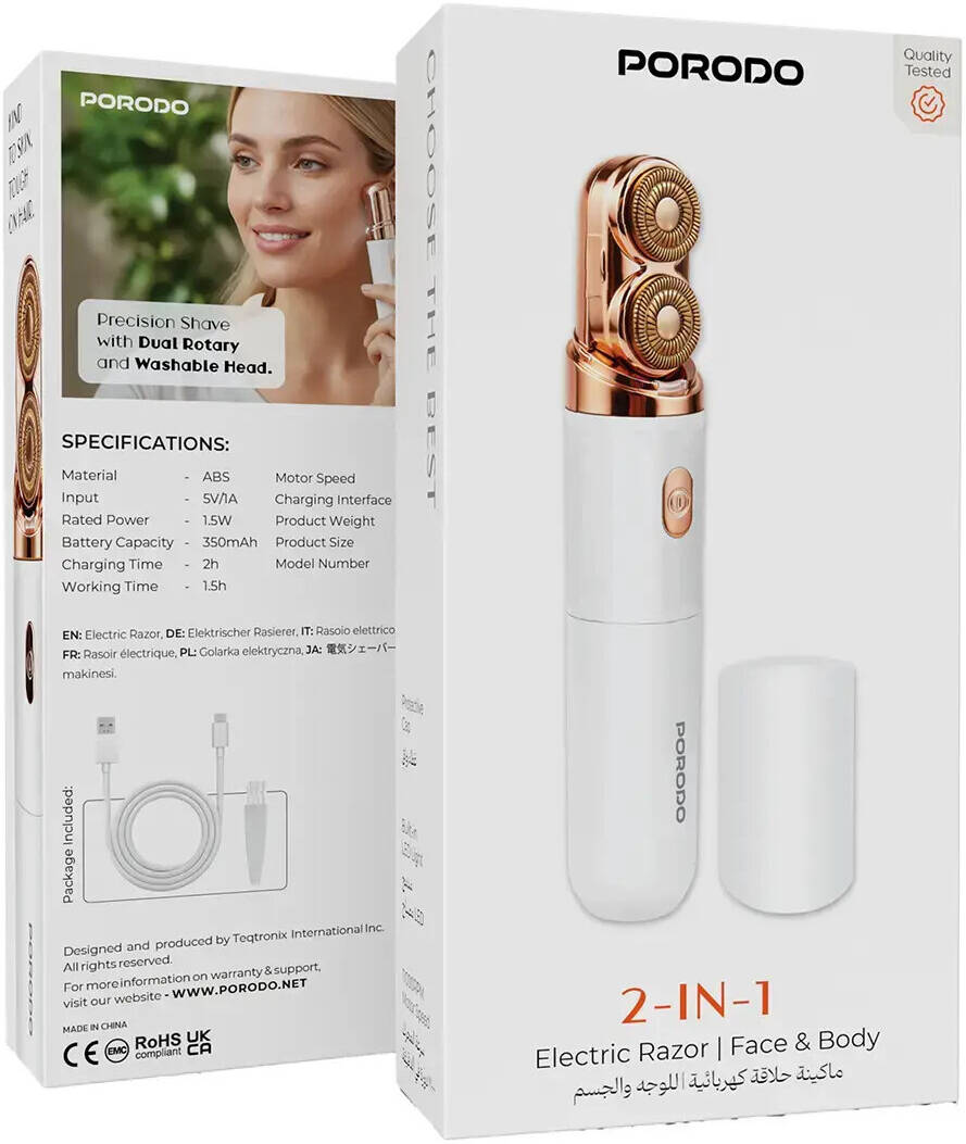 Porodo Lifestyle 2 in 1 Electric Razor For Face and Body