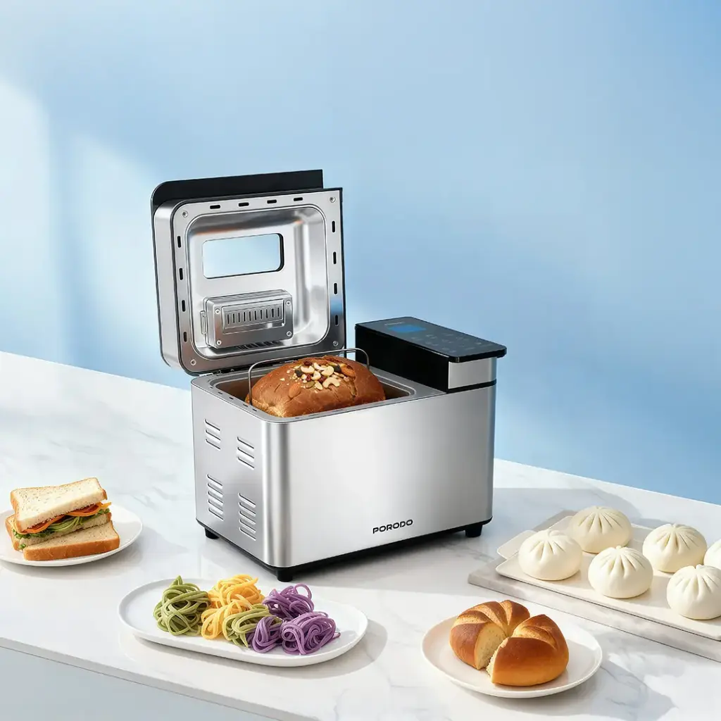 Porodo Lifestyle Khabaz 25 in 1 Stainless Steel Smart Bread Maker - Silver & Black