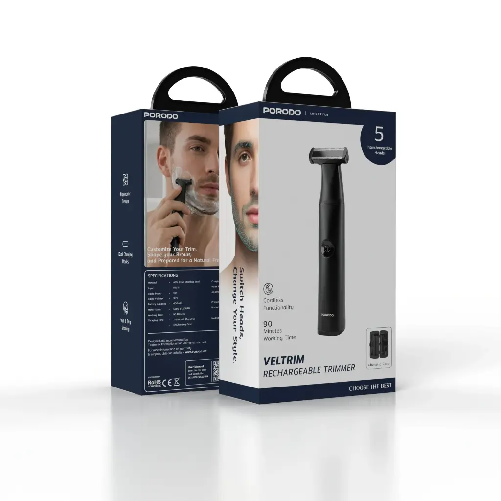 Porodo Veltrim Lifestyle Rechargeable Trimmer with Dual Heads with Case