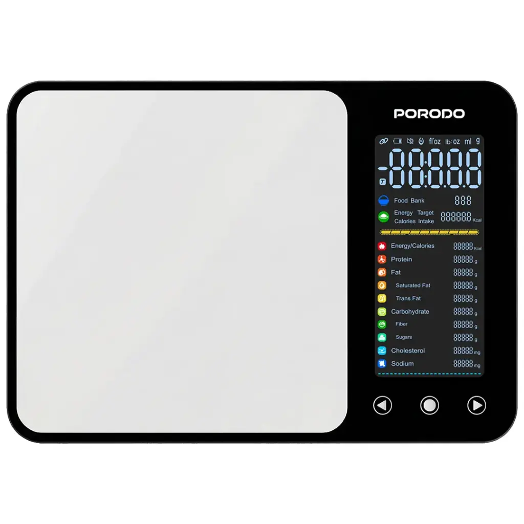 Porodo Lifestyle Kalio Smart Food Kitchen Scale with Nutritional Calculator - Silver