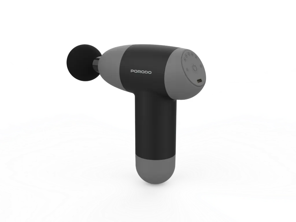 Porodo Lifestyle EaseOn Handheld Massager with 4 Heads- Black & Grey