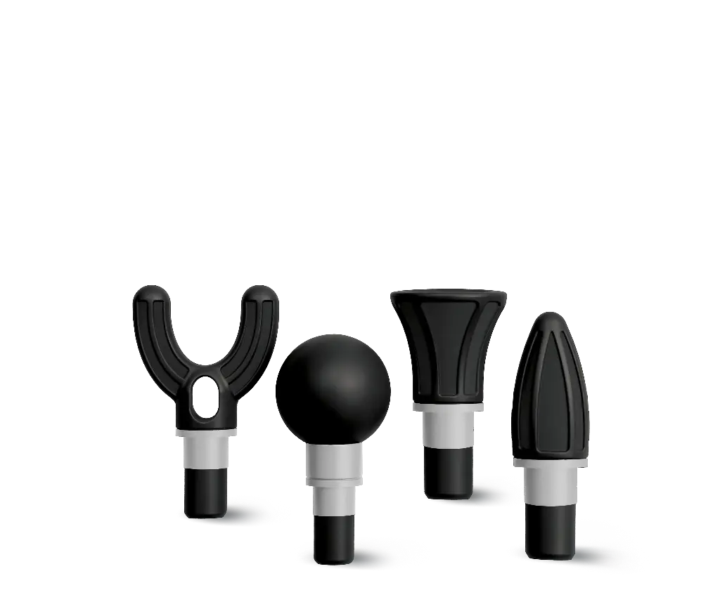 Porodo Lifestyle EaseOn Handheld Massager with 4 Heads- Black & Grey