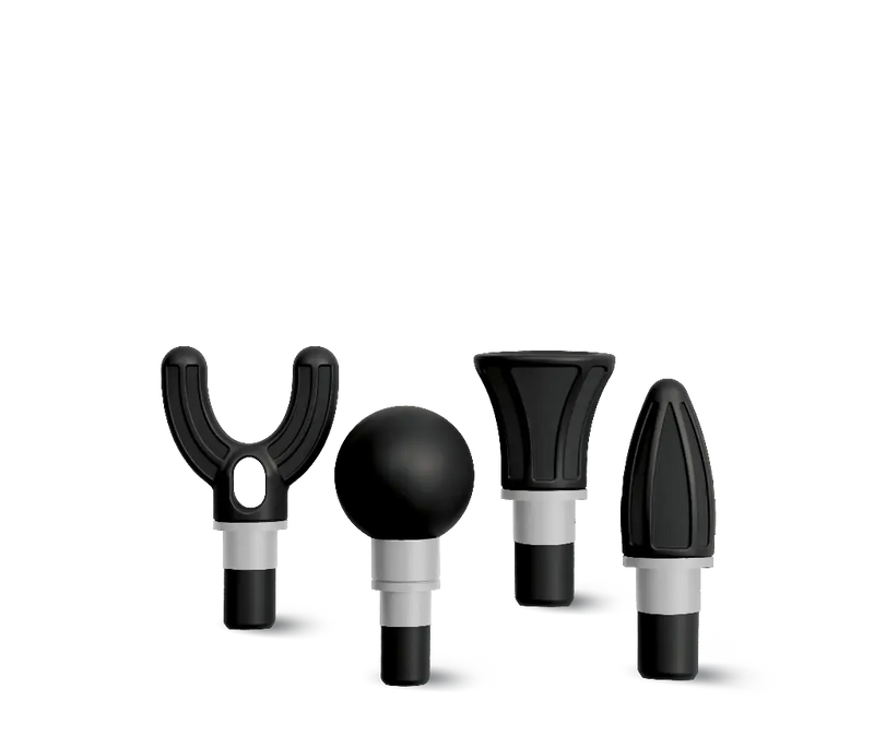 Porodo Lifestyle EaseOn Handheld Massager with 4 Heads- Black & Grey