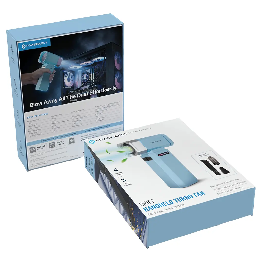 Powerology Drift Aluminium Turbo Fan with 8000 mAh Battery and 80000 Rpm - Blue