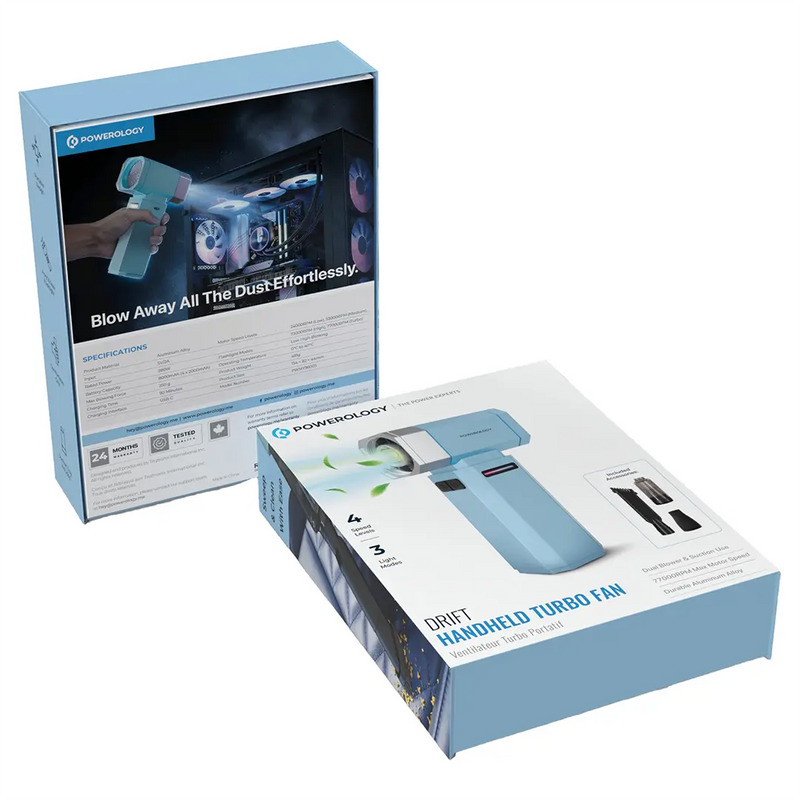 Powerology Drift Aluminium Turbo Fan with 8000 mAh Battery and 80000 Rpm - Blue