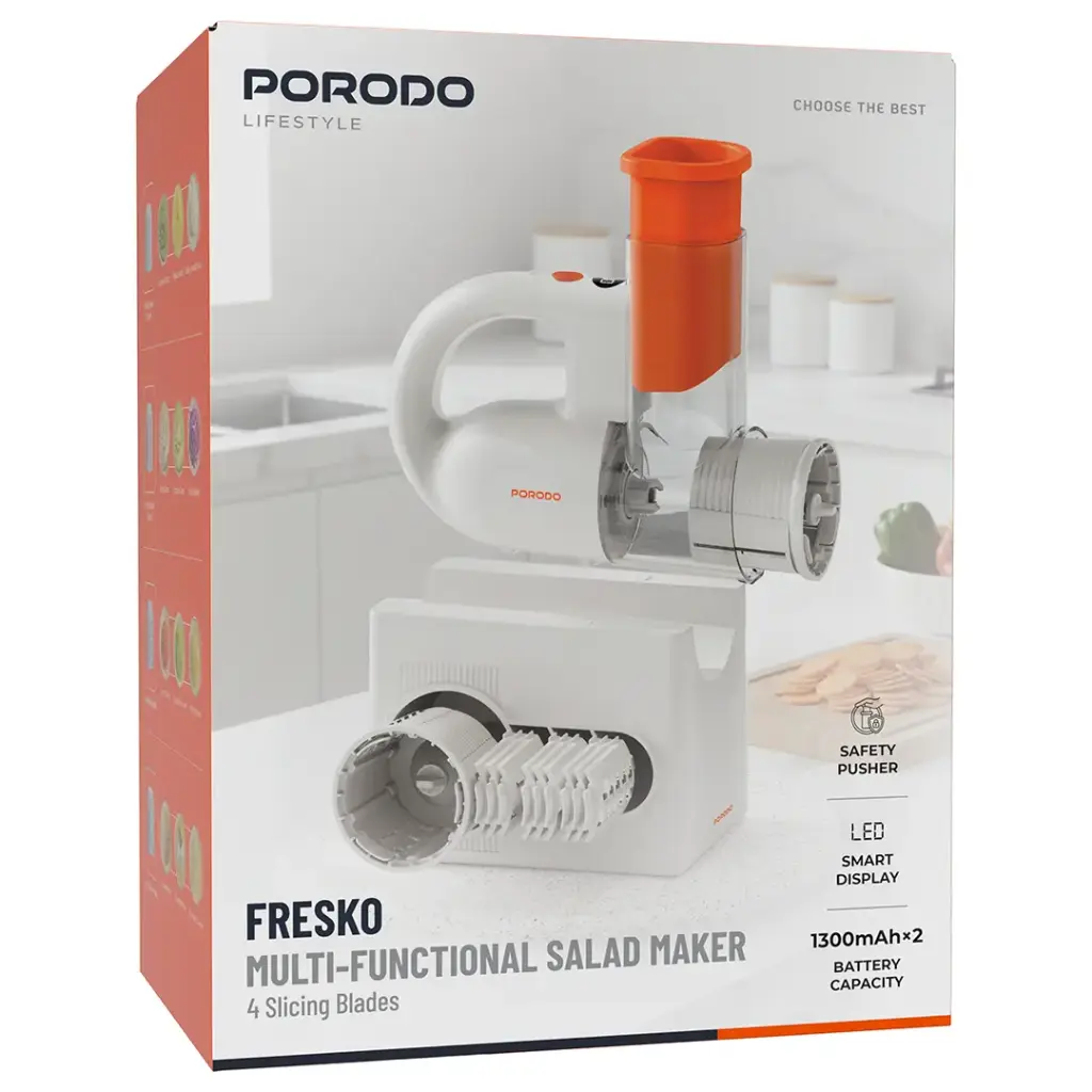 Porodo Lifestyle Fresko 1300mah Salad Maker with 4 Blades- White