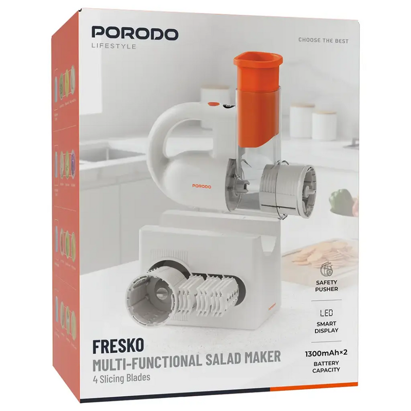 Porodo Lifestyle Fresko 1300mah Salad Maker with 4 Blades- White