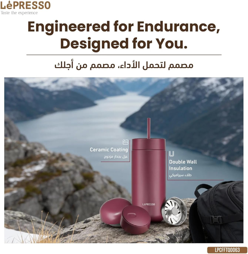 LePresso TripleQuench Insulated 590ml  Double Wall with 3 Lid Tumbler