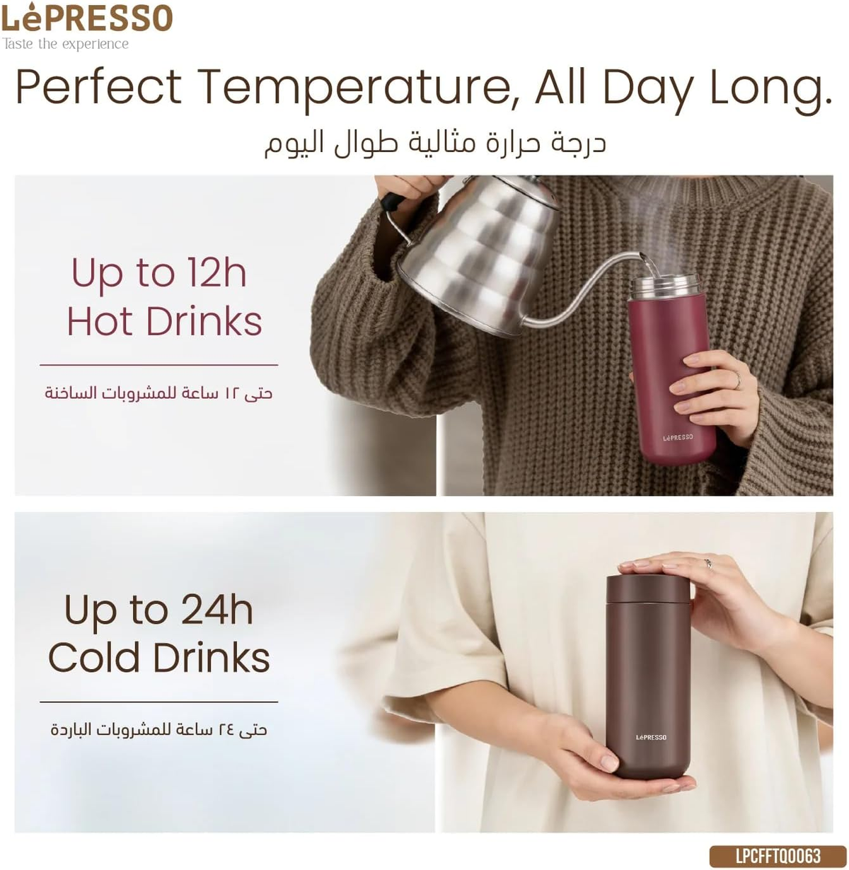 LePresso TripleQuench Insulated 590ml  Double Wall with 3 Lid Tumbler