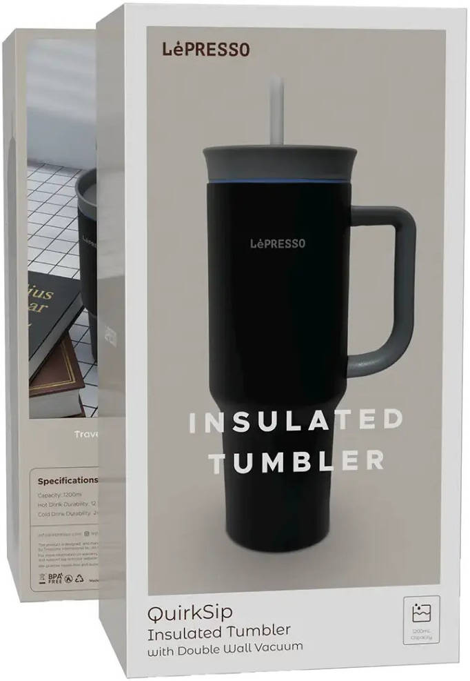 LePresso QuirkSip Insulated 1200ml Double Wall Vacuum Tumbler - Beige