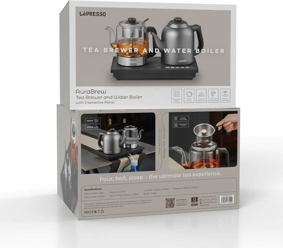 LePresso AuraBrew Tea and Water Brewer with Interactive Panel - Gray