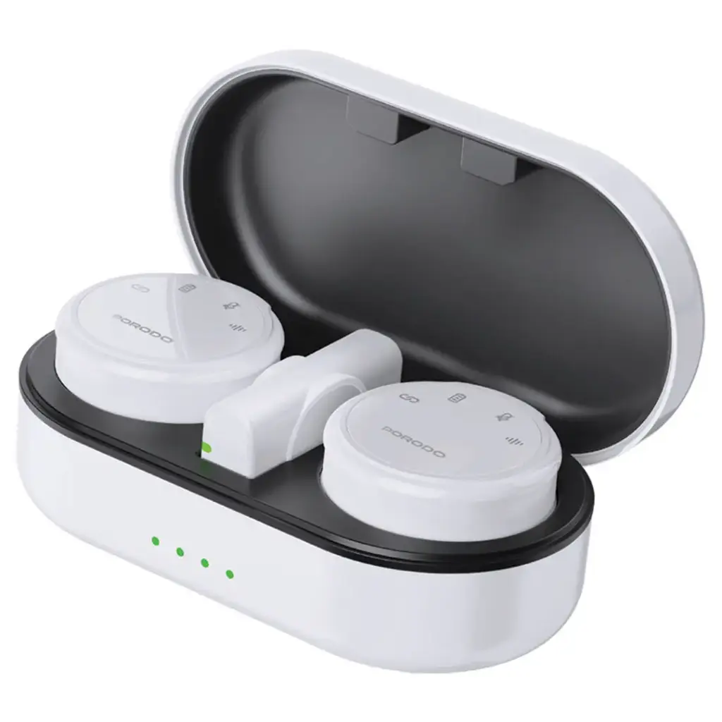Porodo Posfessional Wireless Microphone Dual Mic with Charging  (WHITE)