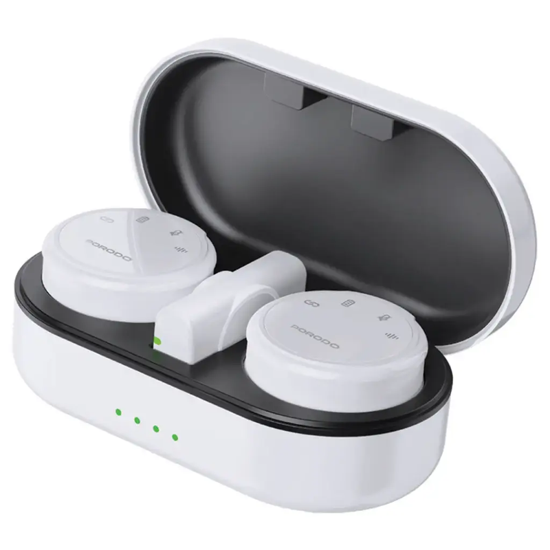 Porodo Posfessional Wireless Microphone Dual Mic with Charging  (WHITE)