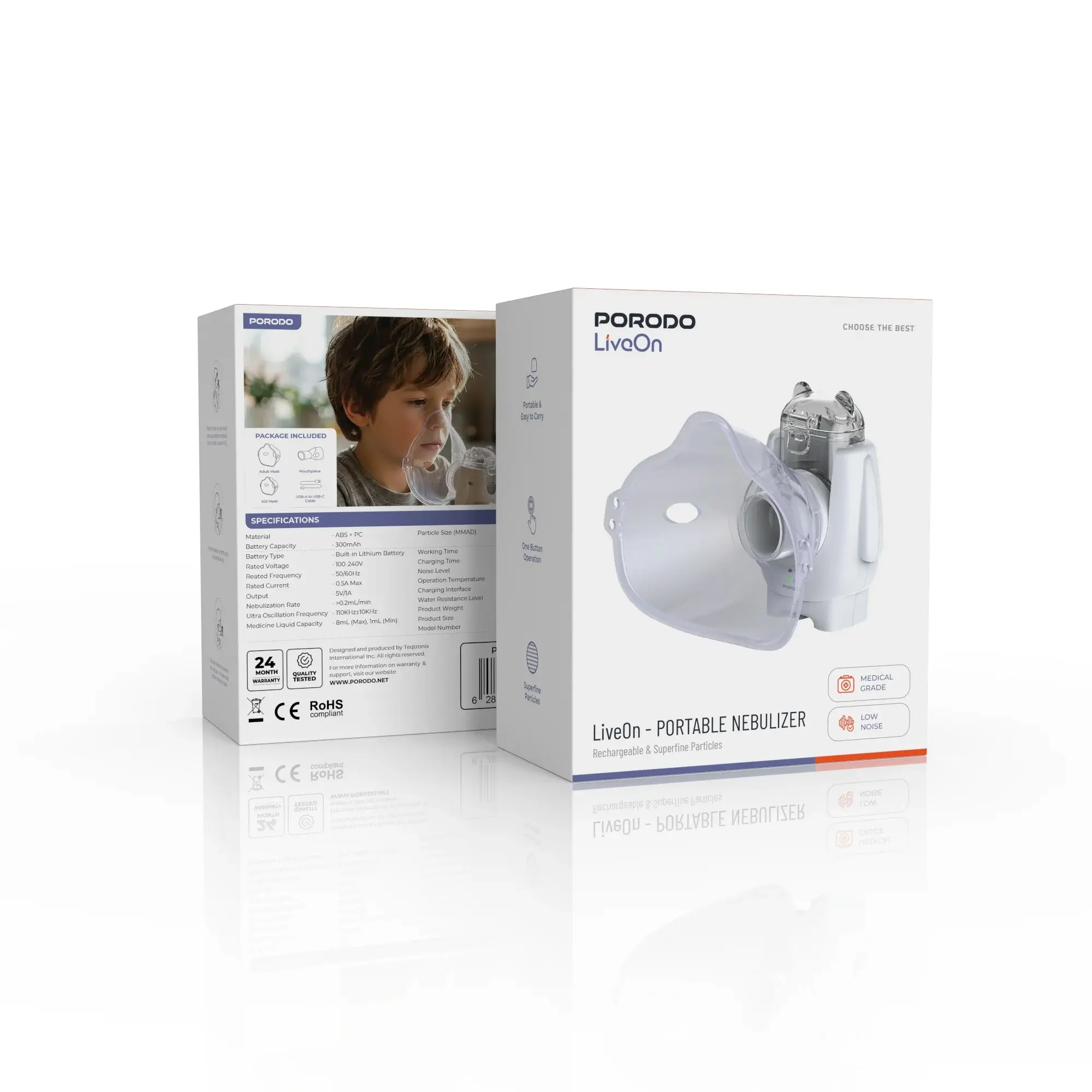 Porodo Portable Mini Nebulizer for kids and adults - White