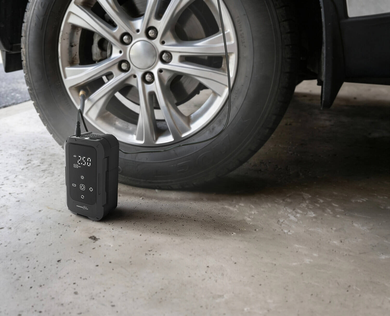 PORODO Blue Airo BATTERY Car TYRE INFLATOR WITH POWERBANK BLACK
