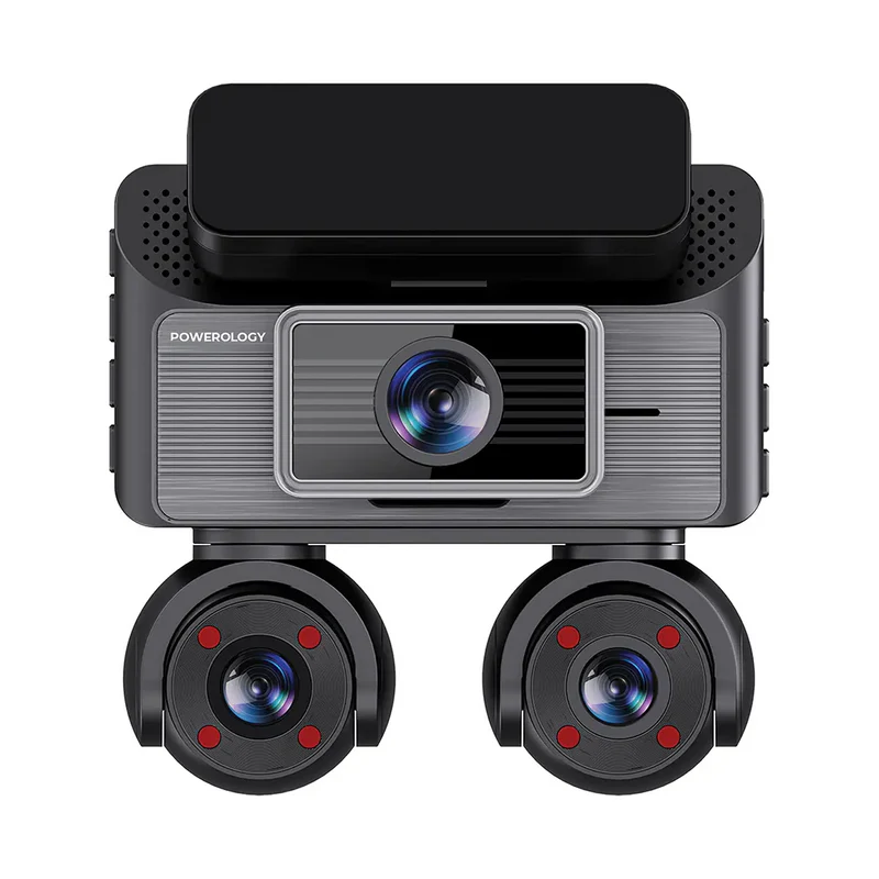 Powerology Dash camera with 4 camera lens and GPS + Touch Screen Display - Black