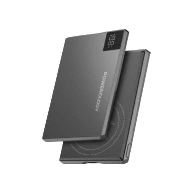 Powerology Superslim 5000mah Powerbank Magsafe with Led Display - Gray