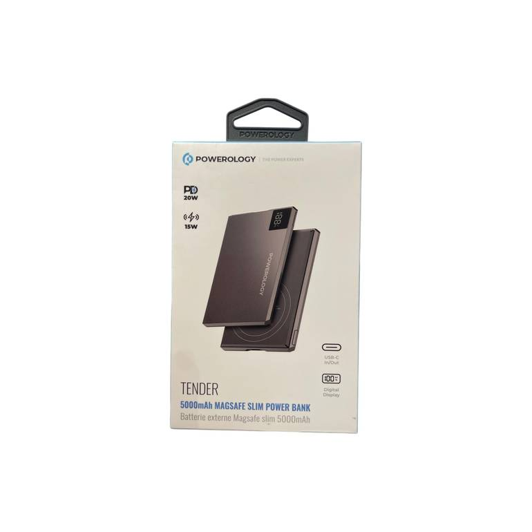 Powerology Superslim 5000mah Powerbank Magsafe with Led Display - Gray