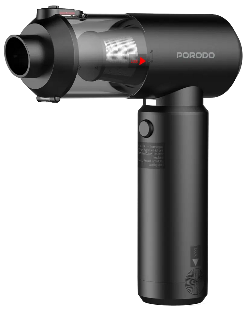 Porodo 160W Car Vacuum Cleaner and Blower With 6000 mAh Portable Powerbank - Black