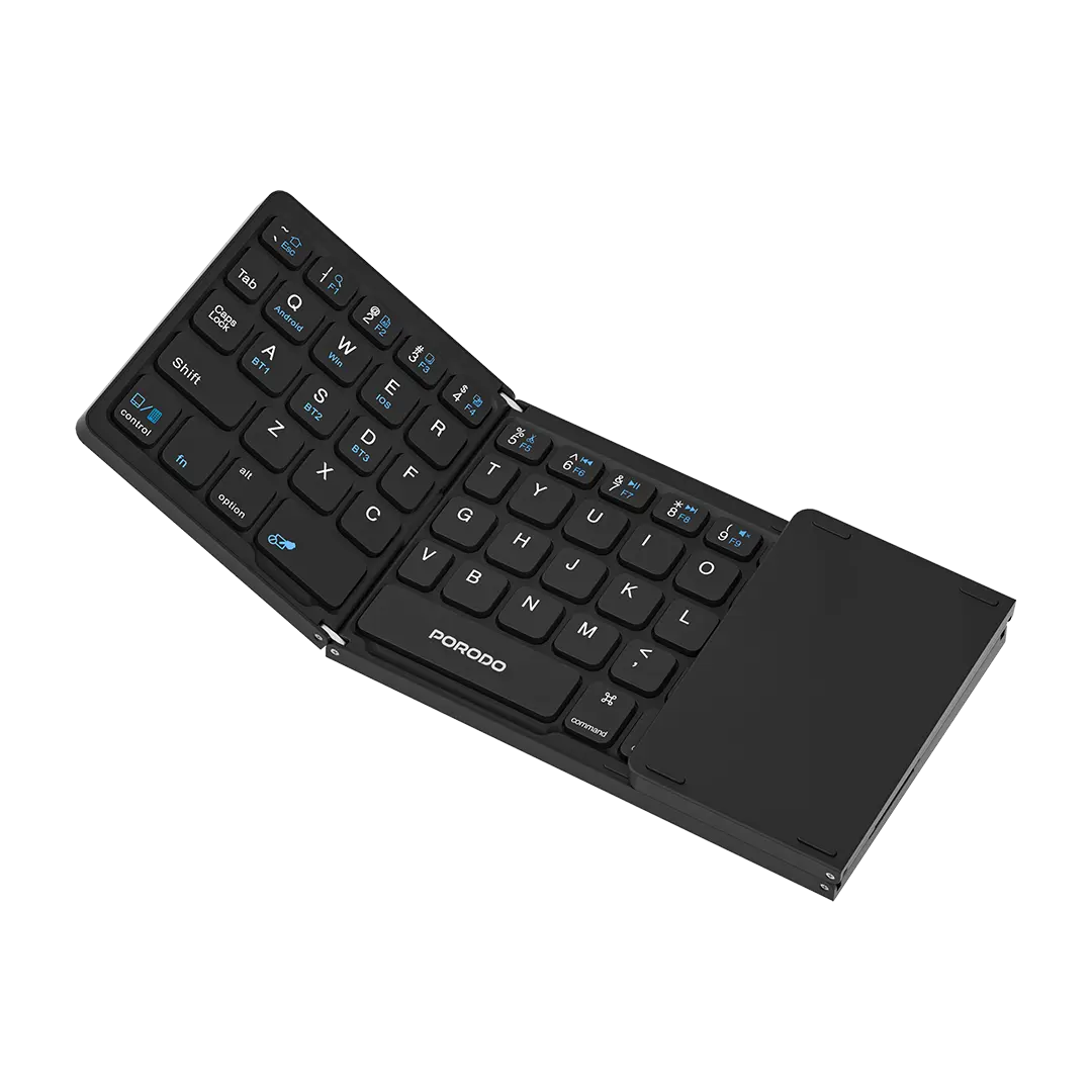 Porodo Slim Folding Keyboard with Integrated Numpad & Touchpad - Black