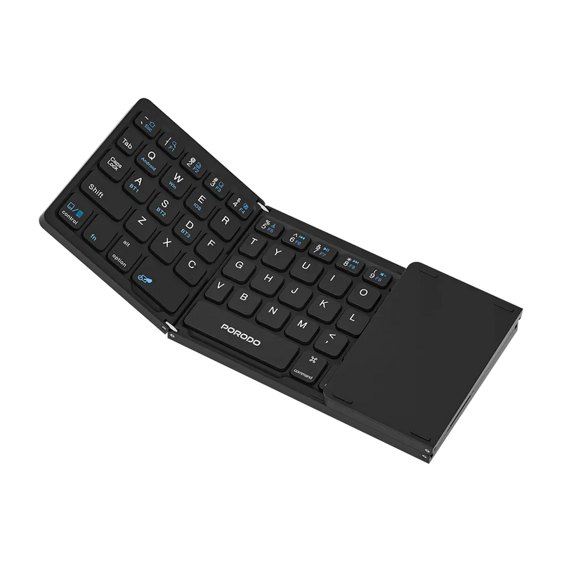 Porodo Slim Folding Keyboard with Integrated Numpad & Touchpad - Black