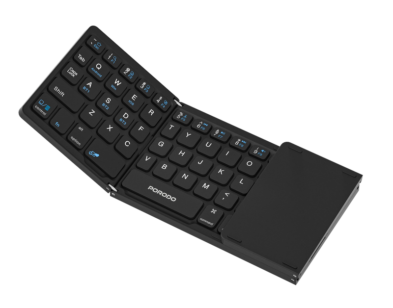 Porodo Slim Folding Keyboard with Integrated Numpad & Touchpad - Black