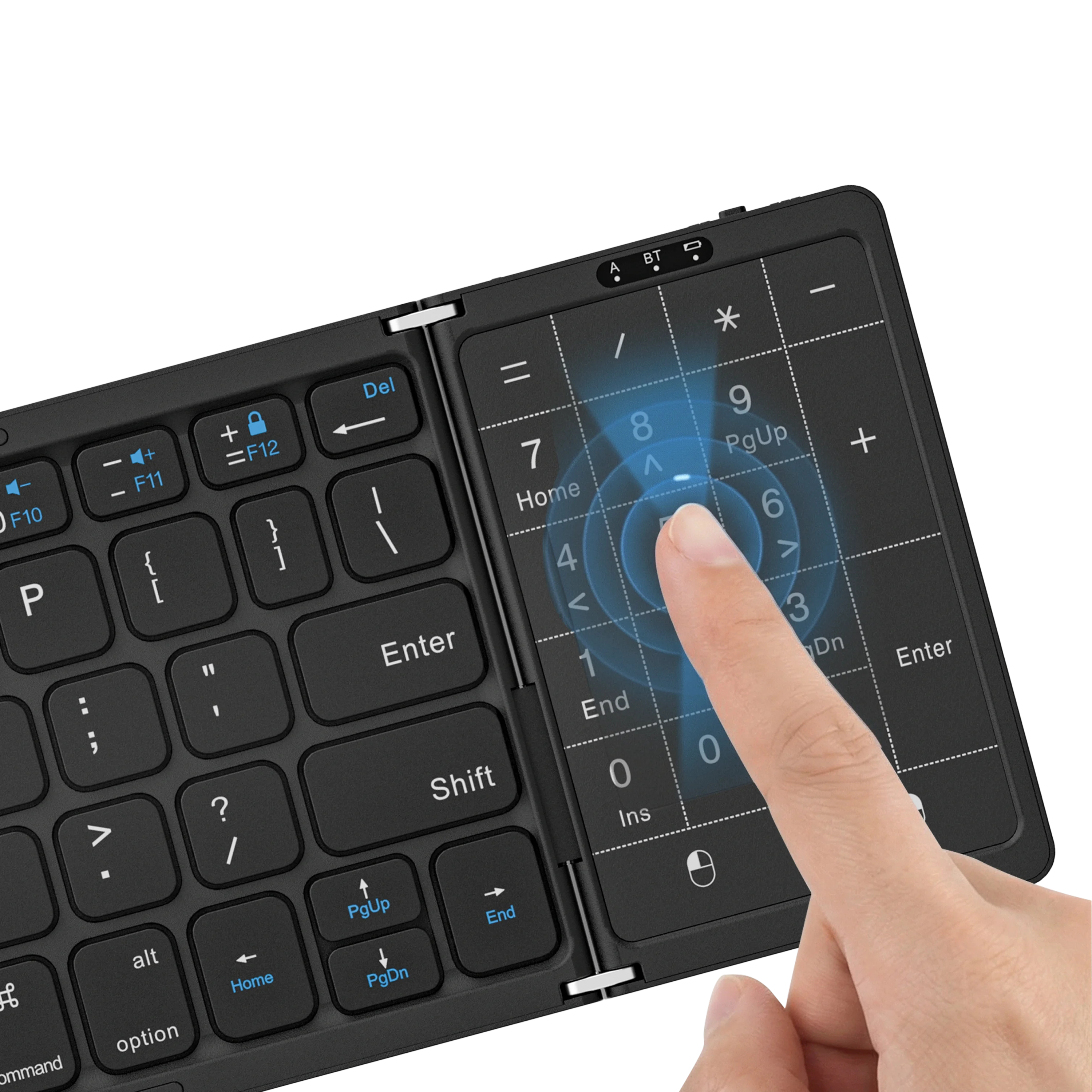 Porodo Slim Folding Keyboard with Integrated Numpad & Touchpad - Black