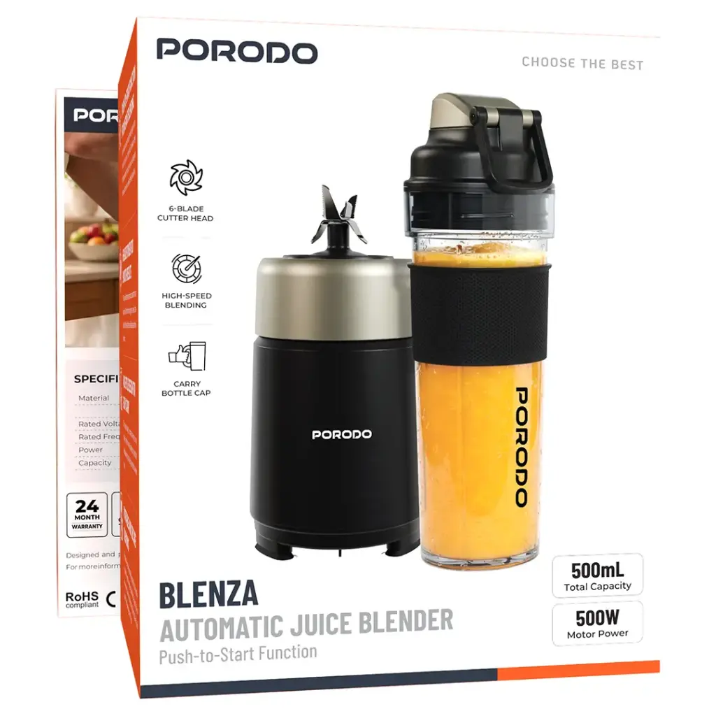 Porodo 6-Blade 500W Juicer with 500ml Cup – Black