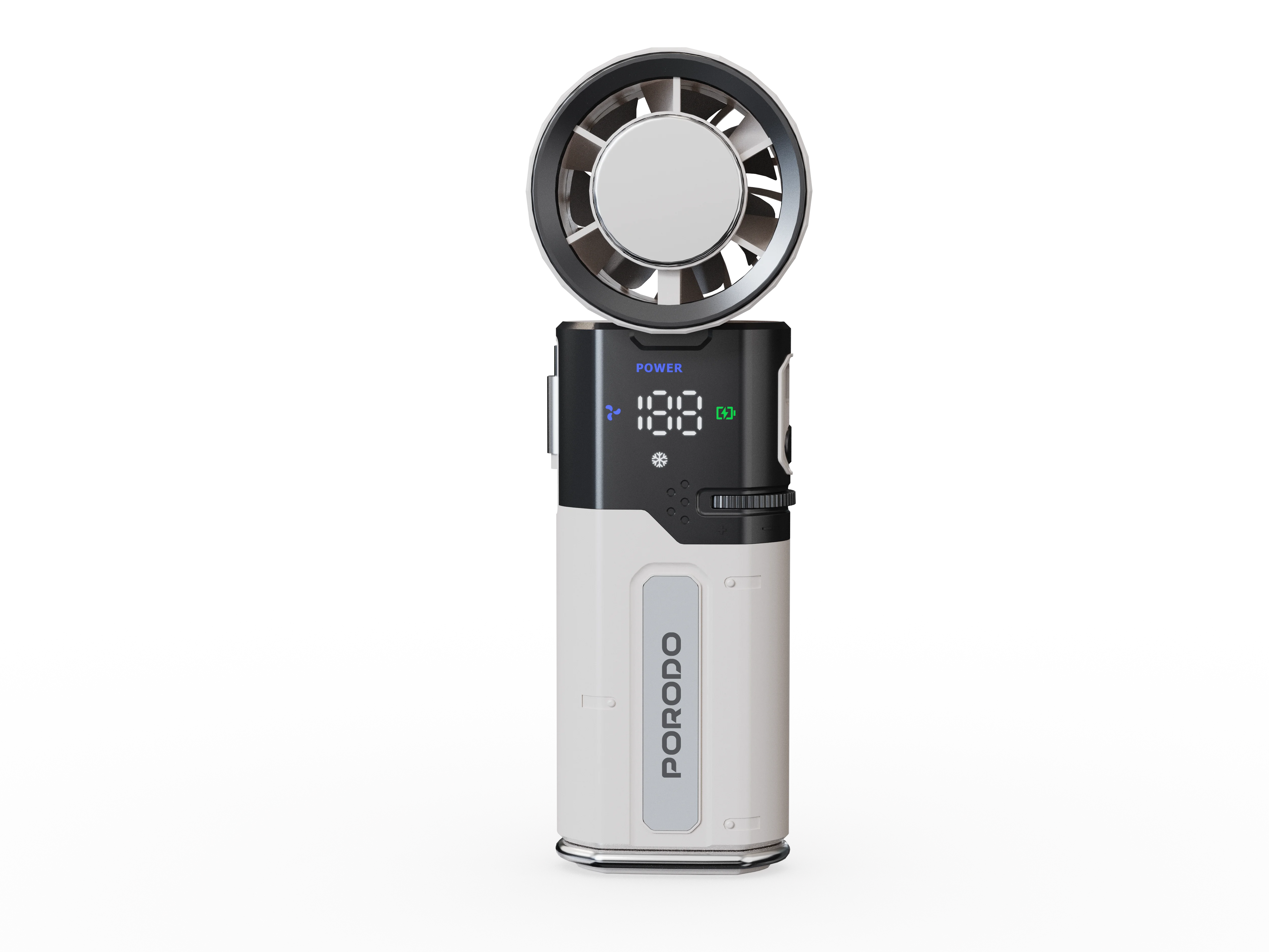 Porodo lifestyle Chillo Plus portable Fan with Retractable Cable & 6000mAh Power Bank – White