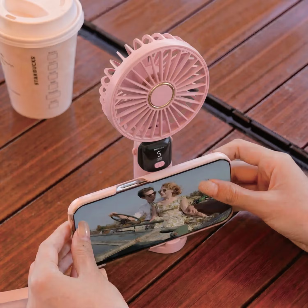 Porodo lifestyle handheld Fan With Led Display (PINK)