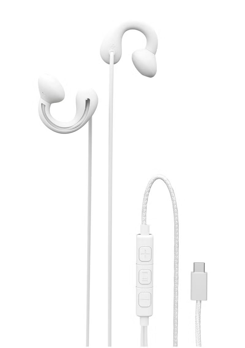 Porodo Clip-on Type C Wired Earphone  (WHITE)