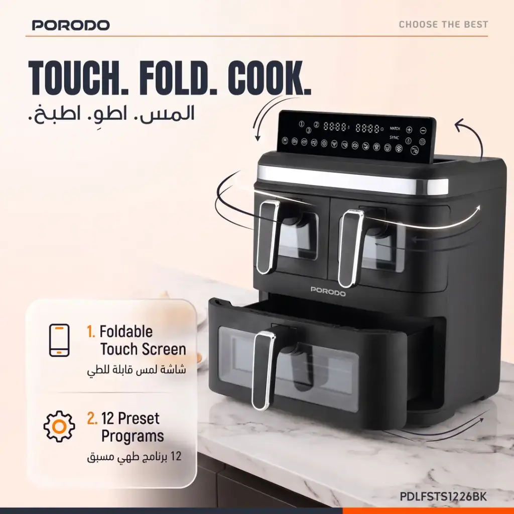 Porodo Lifestyle 3 Stack Air fryer - Black