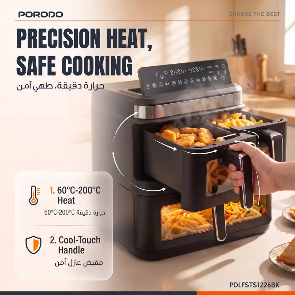 Porodo Lifestyle 3 Stack Air fryer - Black