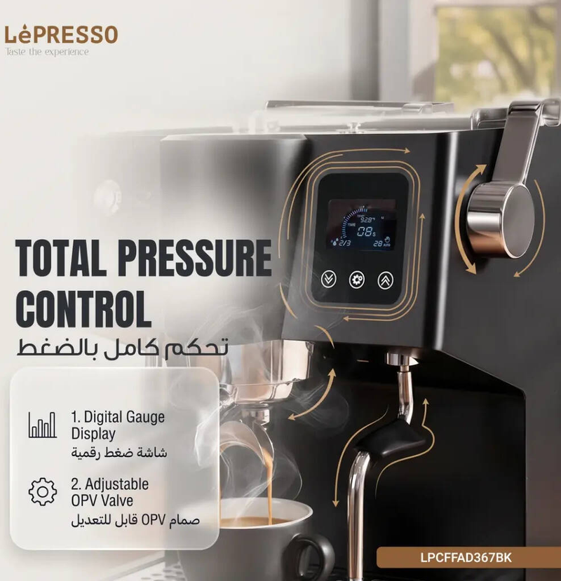 LePresso Avorio Italian Pump Single Boiler with Thermoblock Coffee Machine - Black