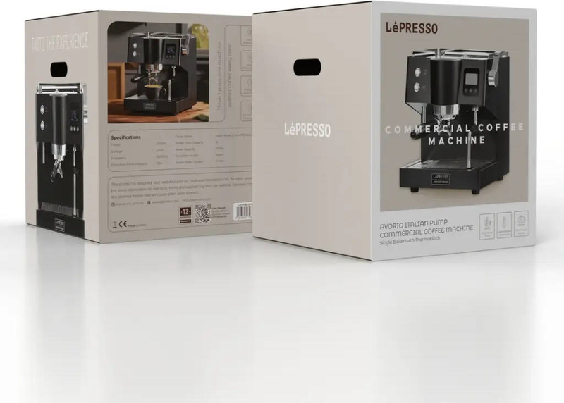 LePresso Avorio Italian Pump Single Boiler with Thermoblock Coffee Machine - Black