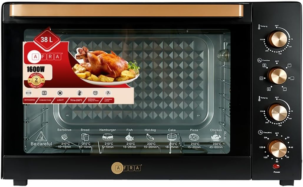 AFRA 38L ELECTRIC OVEN TOASTER 1600W CONVECTION 3816OTBK