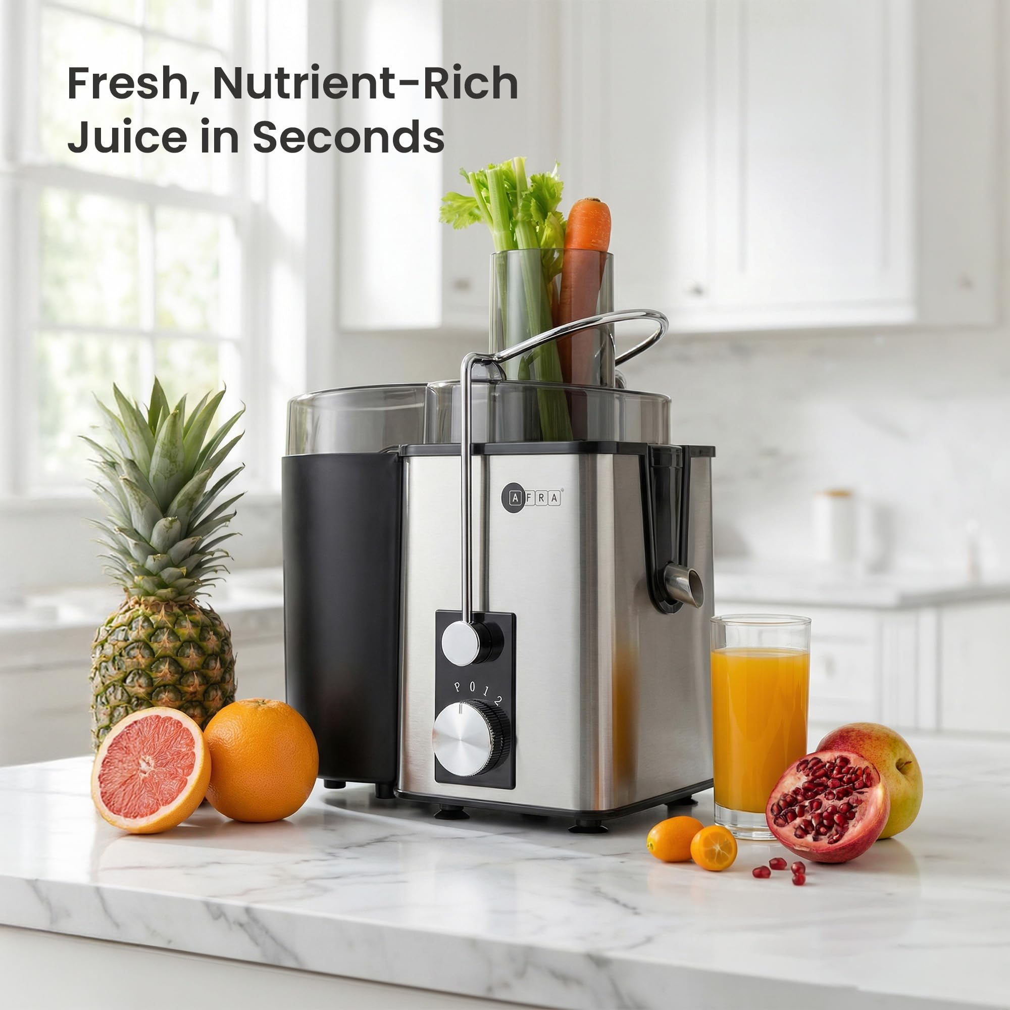 AFRA JUICER 400W 1L 2 SPEED 65MM TUBE BLACK & SILVER