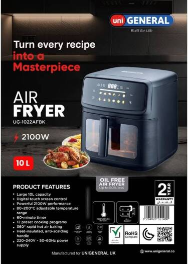UNI GENERAL AIR FRYER 10L 2200W BLACK UG-1022AFBK