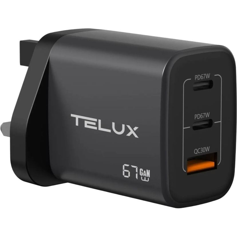 Telux Voltflow PD67 Wall Charger 1A2C Grey
