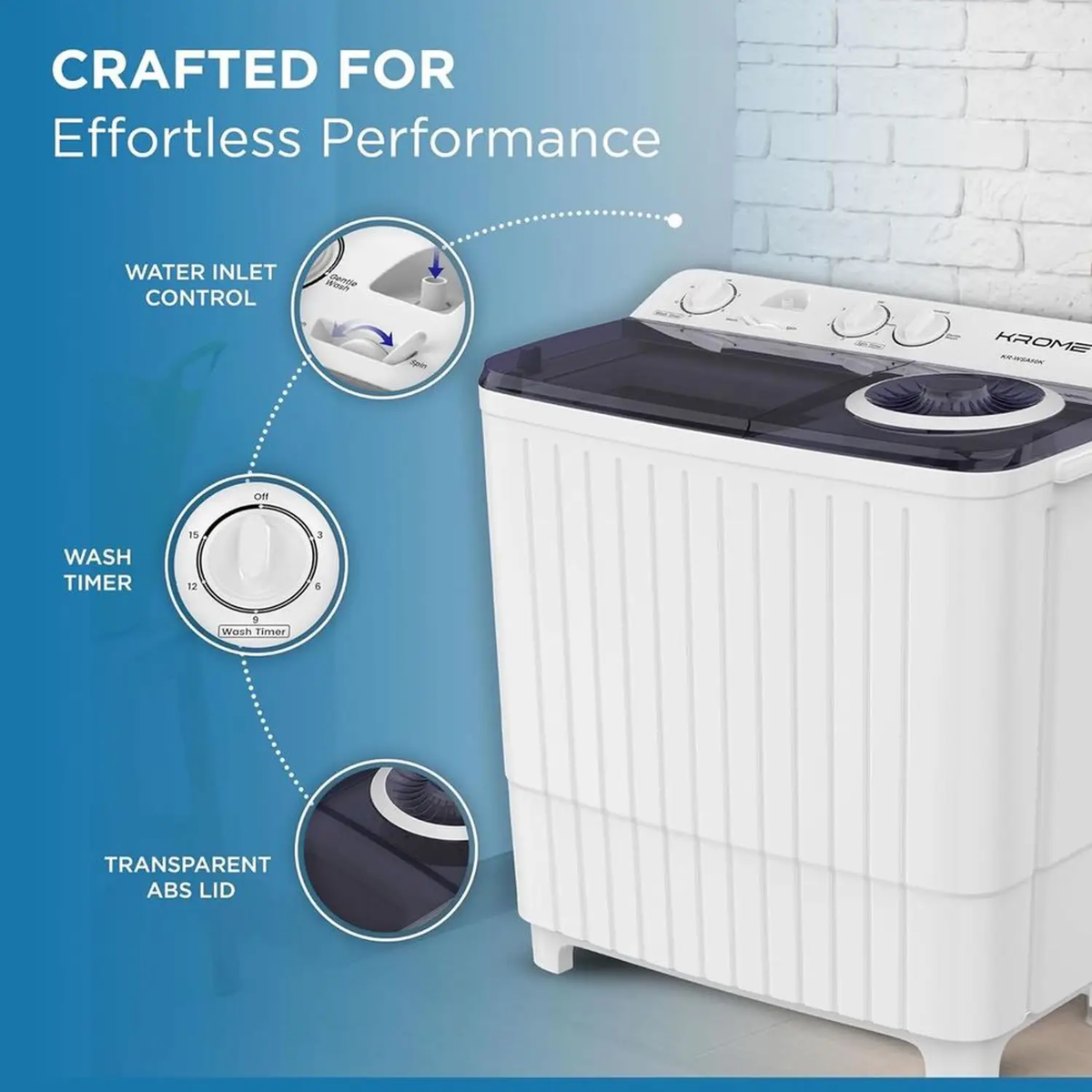 Krome Top Load Washer 8 kg KR-WSA80K‏