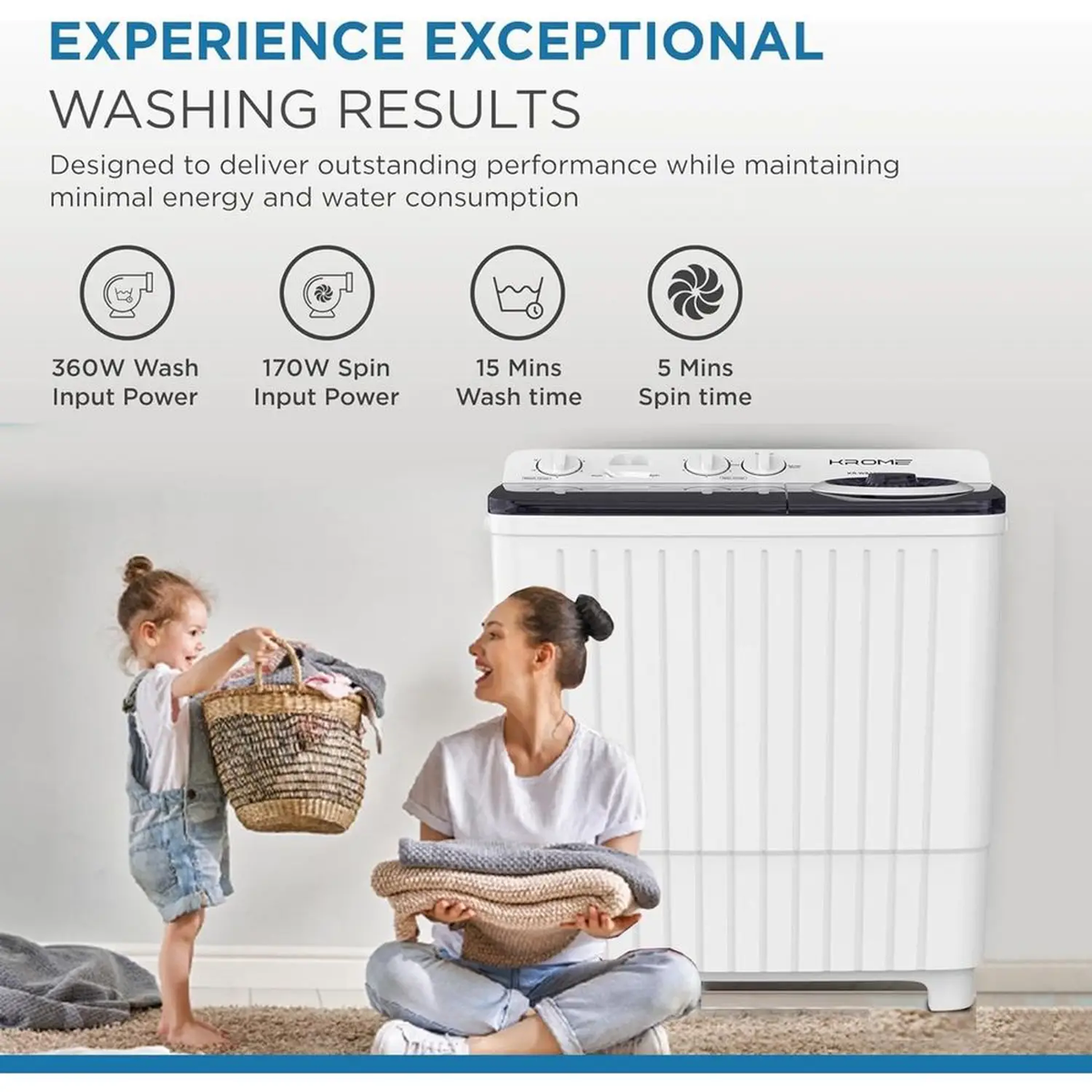 Krome Top Load Washer 8 kg KR-WSA80K‏