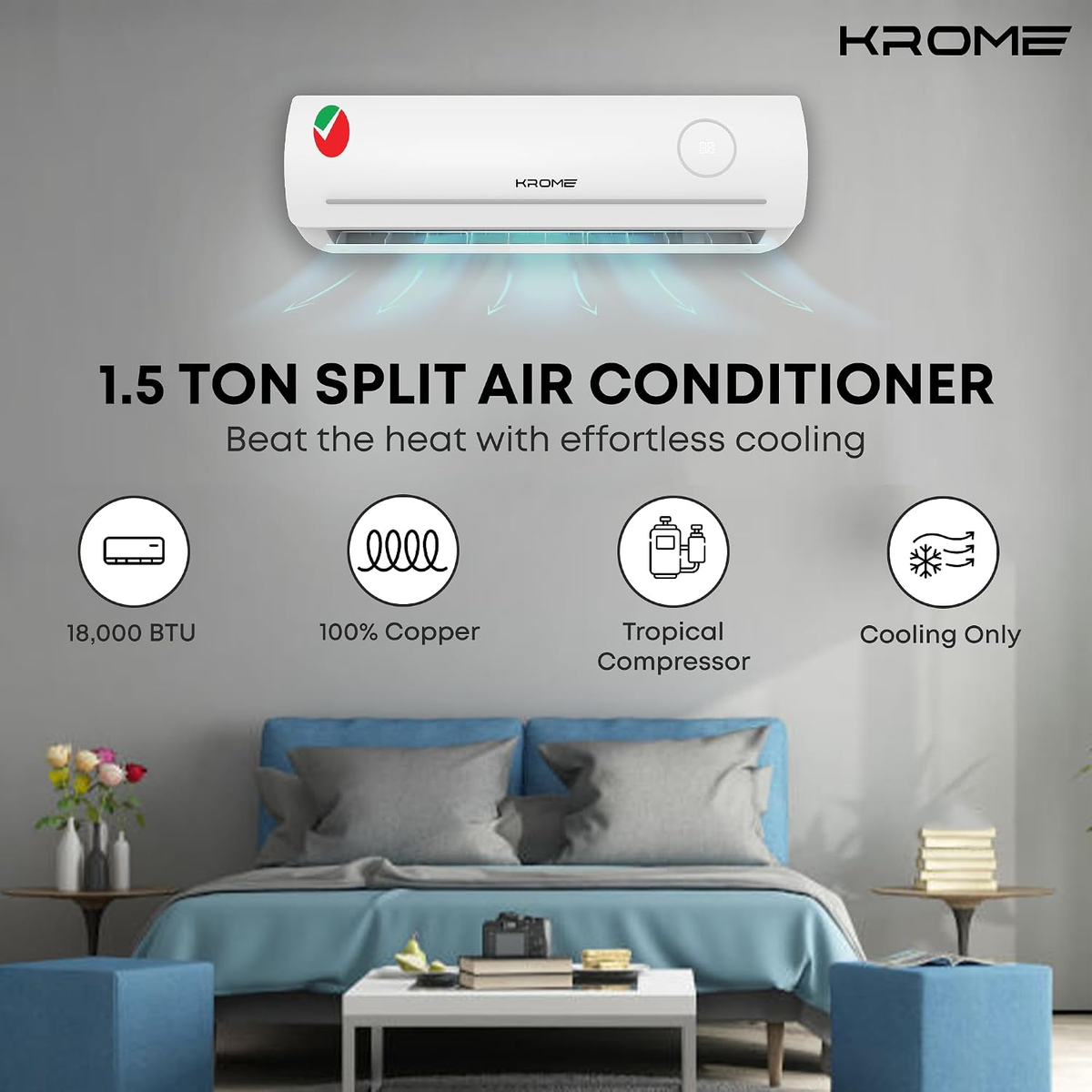 Krome 1.5 Ton Split Air Conditioner with Advanced